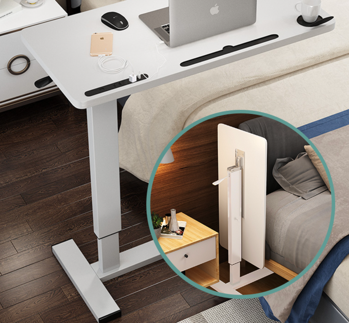 Manual C-Table Air Pressure Bedside Movable Lazy Office Desk