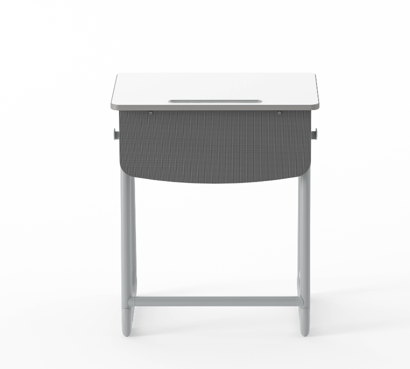 KH-BELL Silver-Gray Steel Frame Student Desk｜Grey Desk and Chair Set for Students