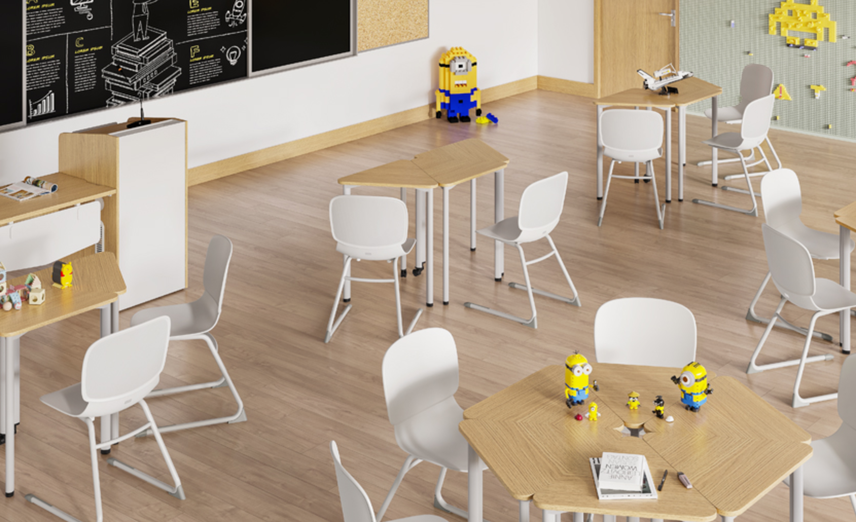 KV 115 Dual Desk and Chair Set for Students