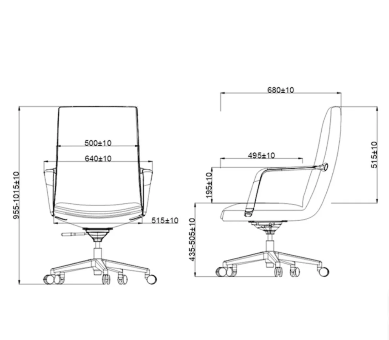 KH528-L Moon Mid-Back Leather Executive Chair