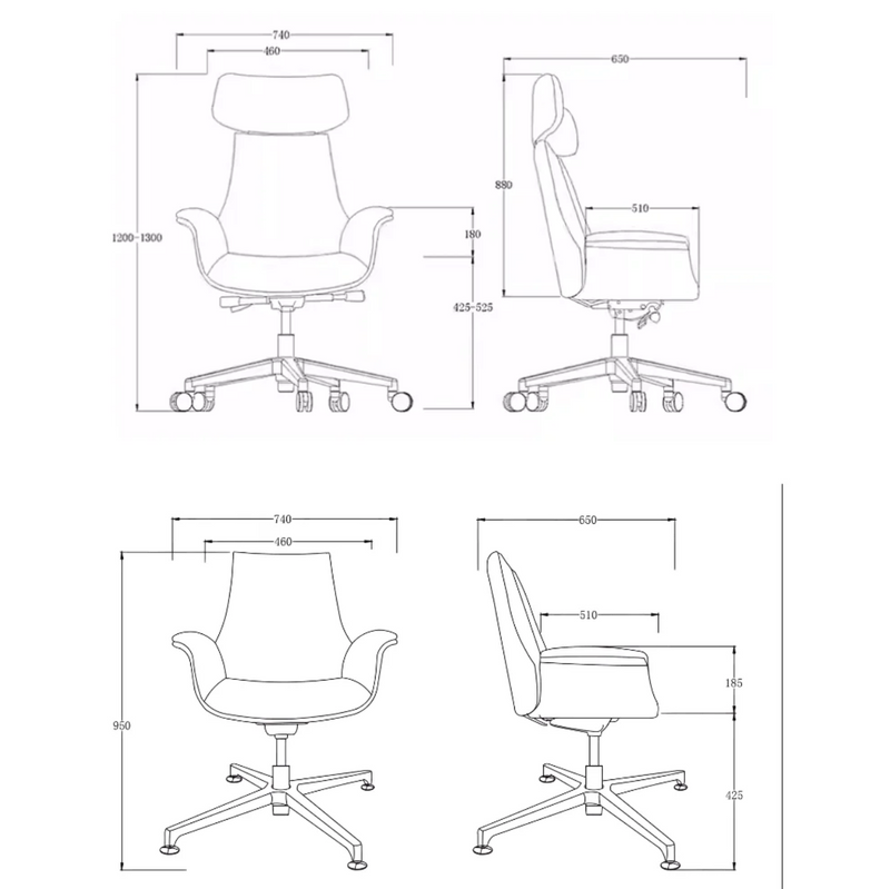 K621 Vertice Mid-Back Adjustable Executive Chair Luxury Leather