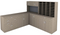 WC015 Custom L-Shaped Counter Height Workstation with Hutch and 36-Pocket Mail Sorter