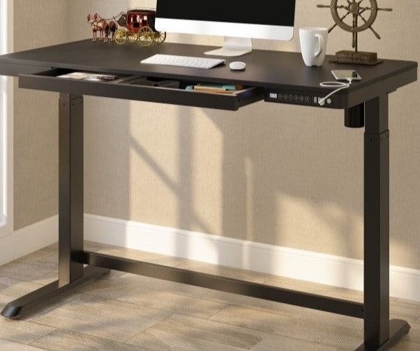 Total-IN-ONE STANDING DESK WITH DRAWER (WOODEN) - Black (EW8-02B)