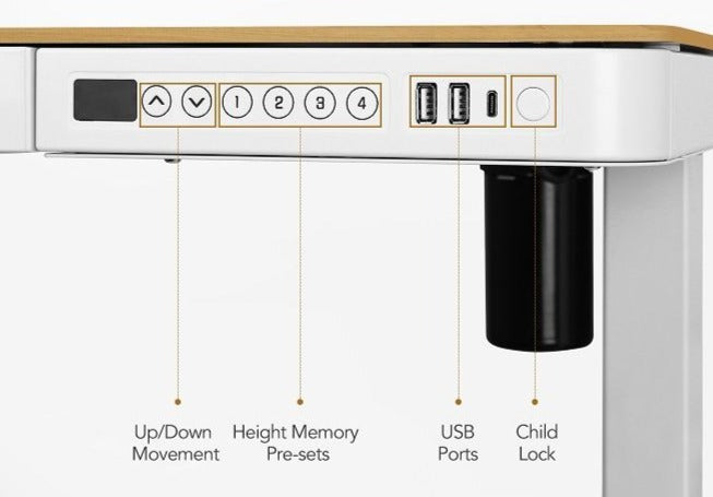 Total-IN-ONE STANDING DESK WITH DRAWER (WOODEN) - Oak_White (EW8-01W)