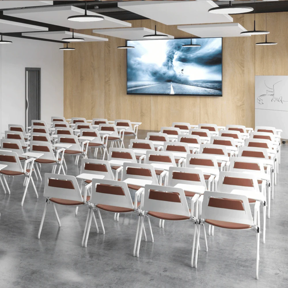 KEM057-WP Armonia 可疊放皮革連後翻扶手會議椅