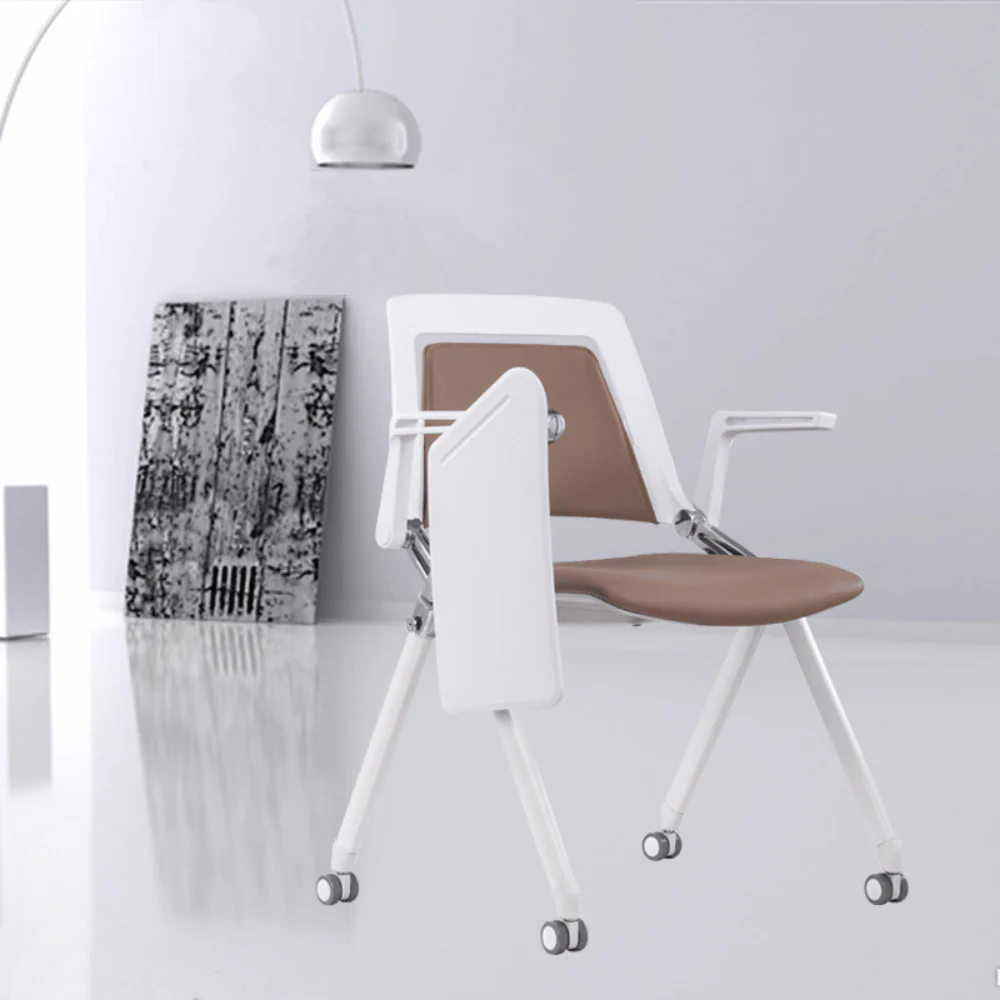 KEM057-WP Armonia 可疊放皮革連後翻扶手會議椅