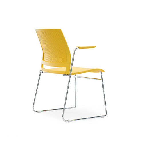 KH-246 Mecha Metal foot armrest office stacking chair