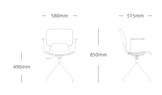 KLEX-E Atrium Armrest Fixed Foot Training Chair Meeting Stool