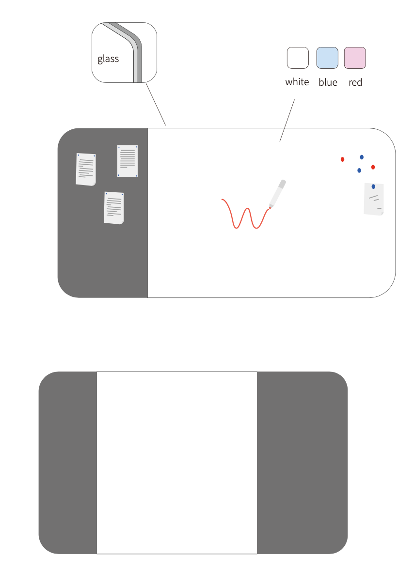 EFP-23 Piero 掛牆式白板 分隔板 Wall mounted whiteboard divider