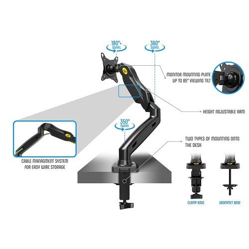 F80 Pneumatic Desktop17"-27"monitor stand