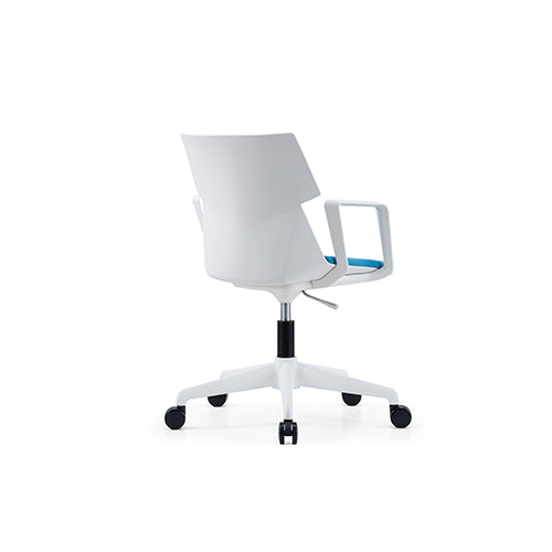 KH-346A Turbo Sliding Foot White Rack Blue Pad Training Stacking Chair
