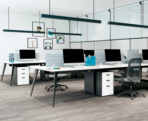V Shape Workstation (Black) V-型工作枱 - KLT Furniture