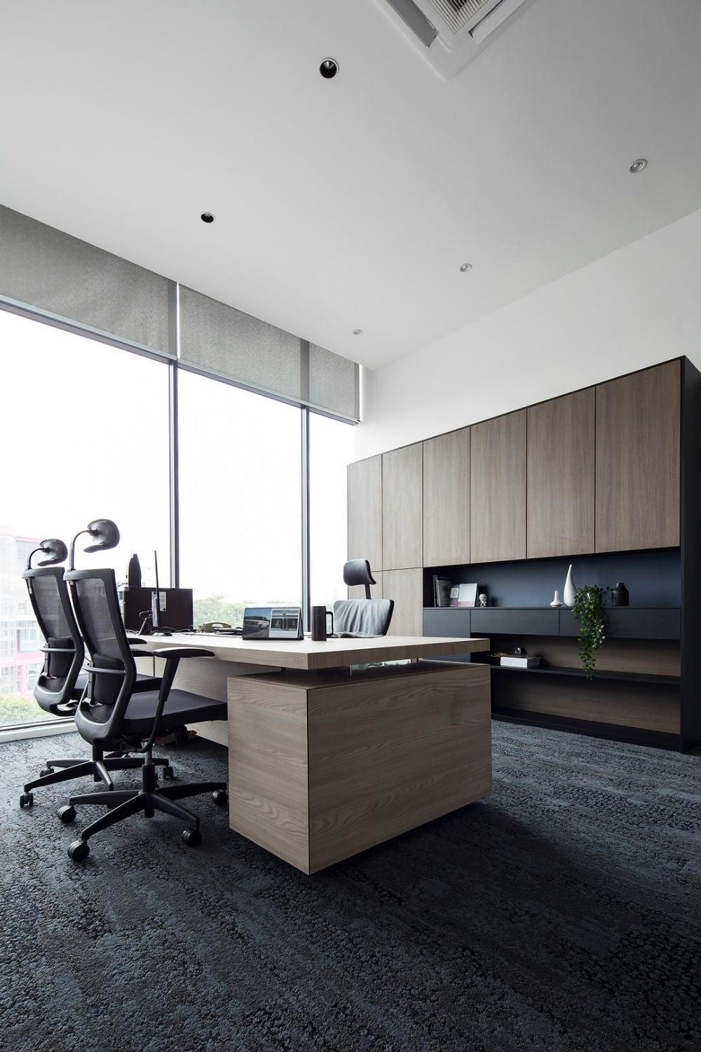 EMD2900 Torino 訂製大班枱+背櫃套裝｜橫紋雙色｜Executive Desk