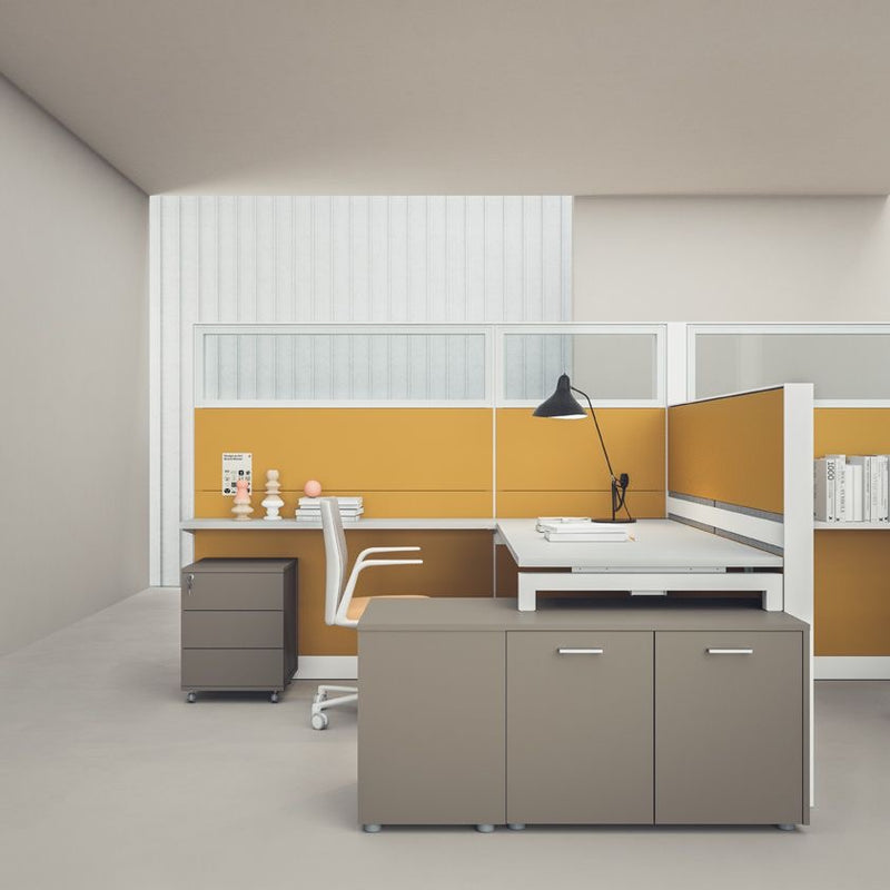 WD5000 L-shaped office desk with side cabinet office desk steel feet