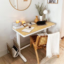 W-KT118W-NW All-in-one Standing Electric Lifting Desk (Oak Tabletop+White Frame)