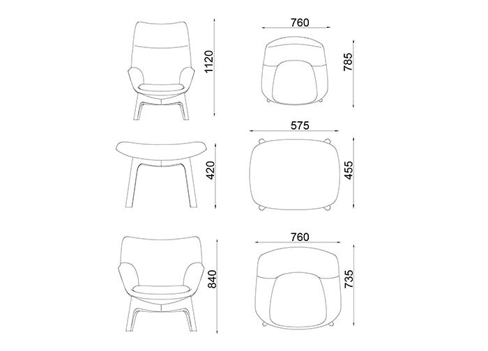 <tc>KFLY-KH-07 Wooden Leg Fabric Lounge Chair / Armchairs</tc>